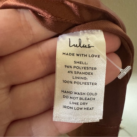 Lulus | Beyond Classy Brown Satin Halter Mini Dress - Picture 4 of 8